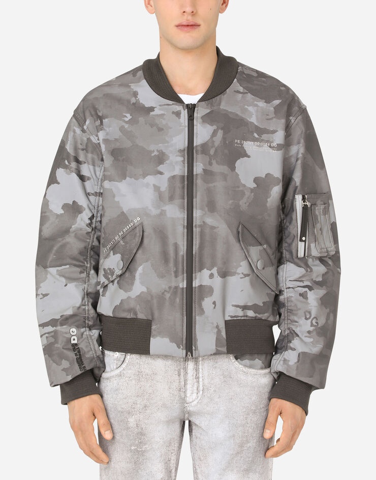 Camouflage-print cotton jacket with logo - 1