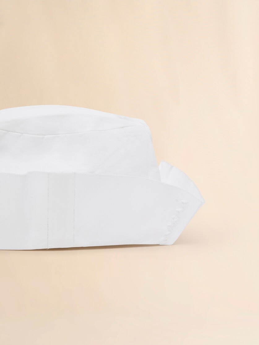 SMALL WHITE COTTON BUCKET HAT WITH MARNI SYMBOL - 3