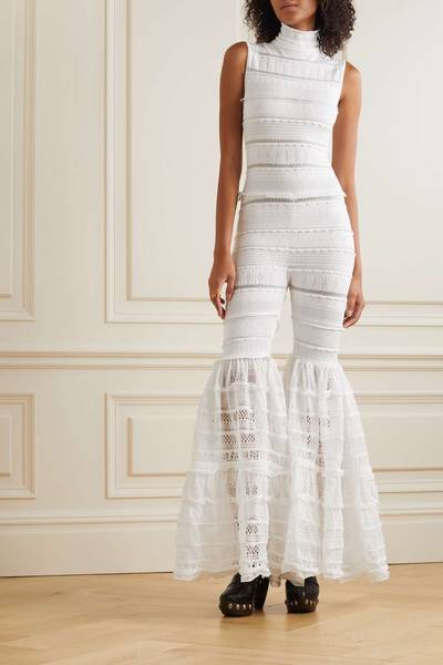 Alaïa Ruffled tiered crocheted lace jumpsuit outlook