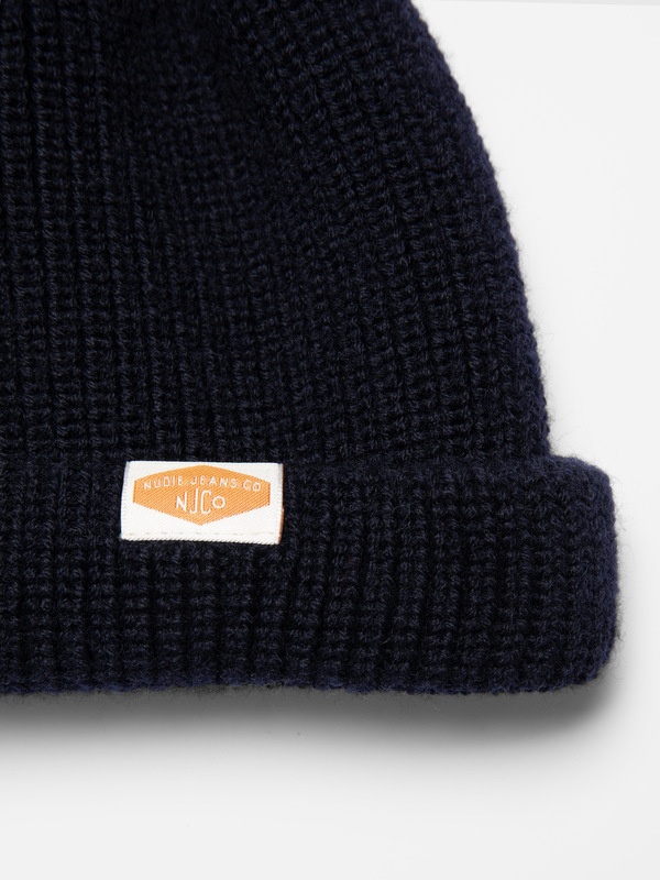 Chunky Pompom Wool Beanie Navy - 3