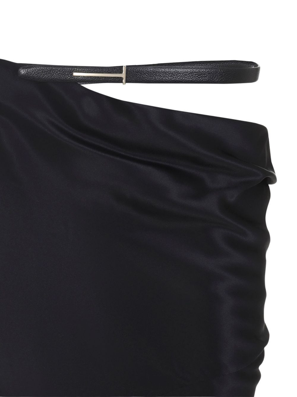 leather-belt draped skirt - 3