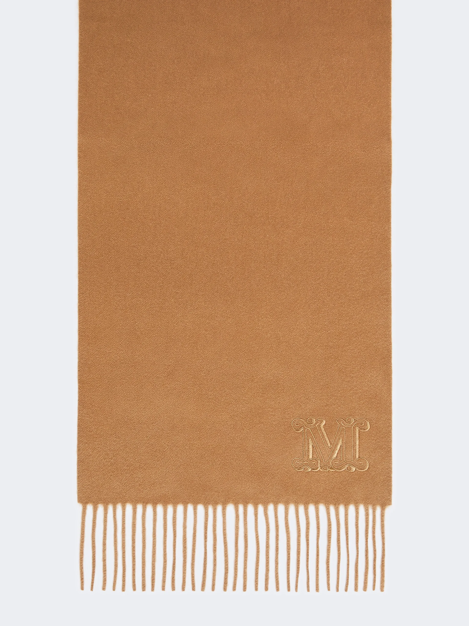 Monogram-embroidered cashmere stole - BEIGE - 1