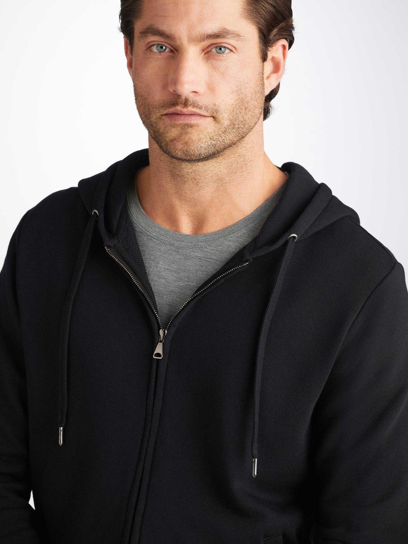 Men's Hoodie Quinn Cotton Modal Black - 5