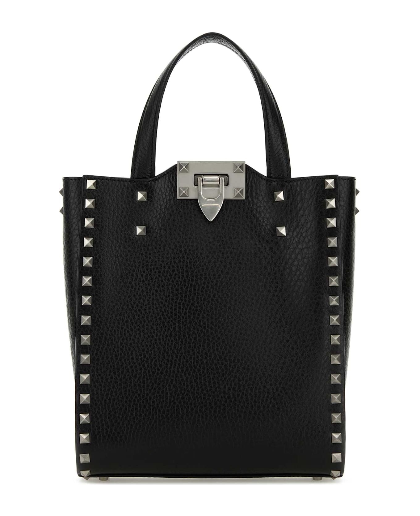 Black Leather Rockstud Handbag - 1