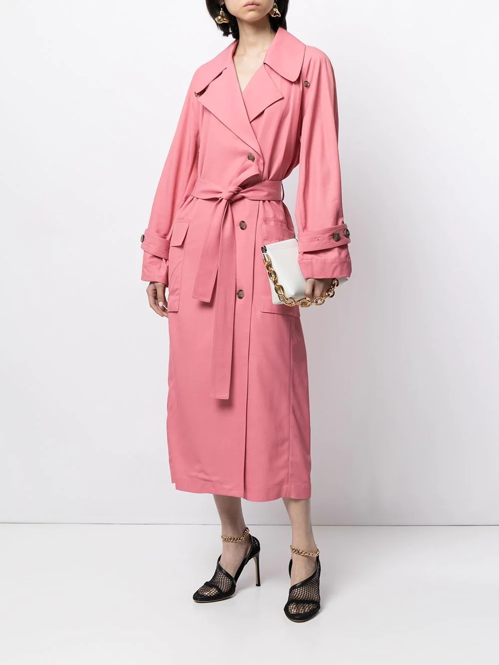 double-breasted belted trench coat - 2