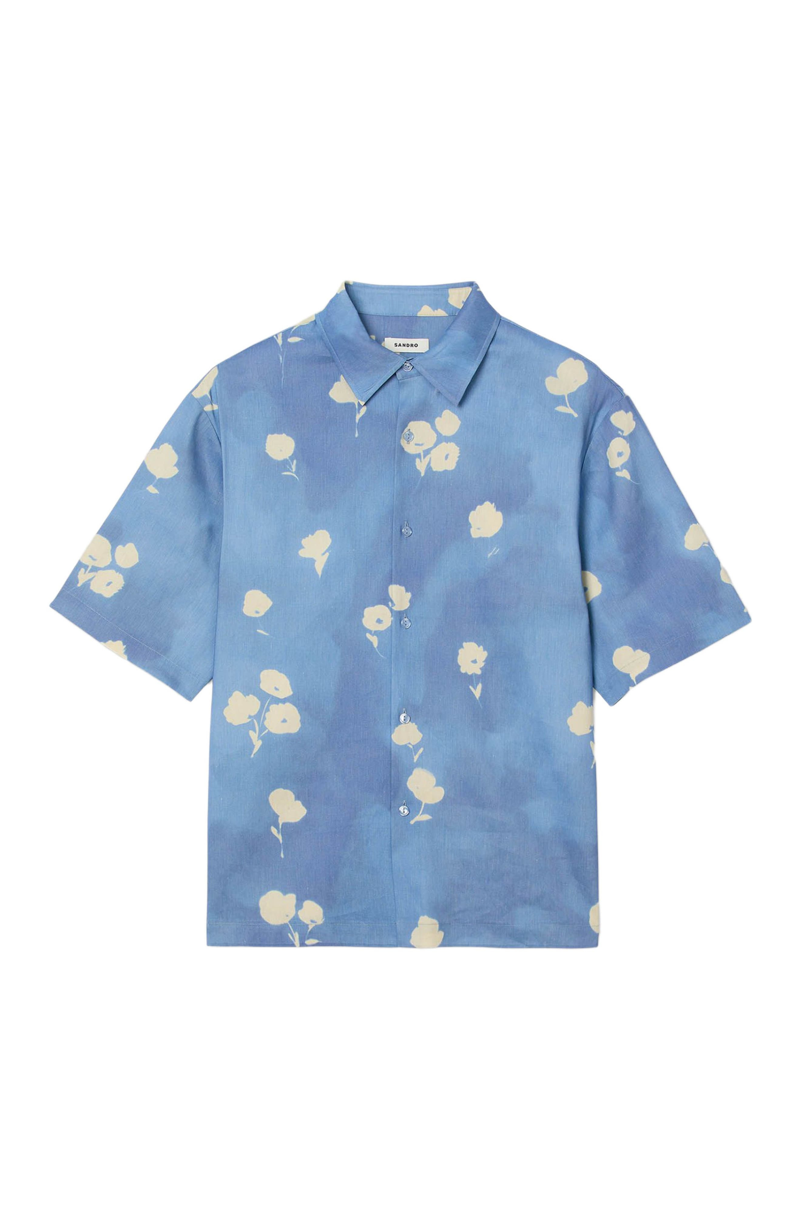 SANDRO Abstract Floral Shirt in Blue Office at Nordstrom - 5