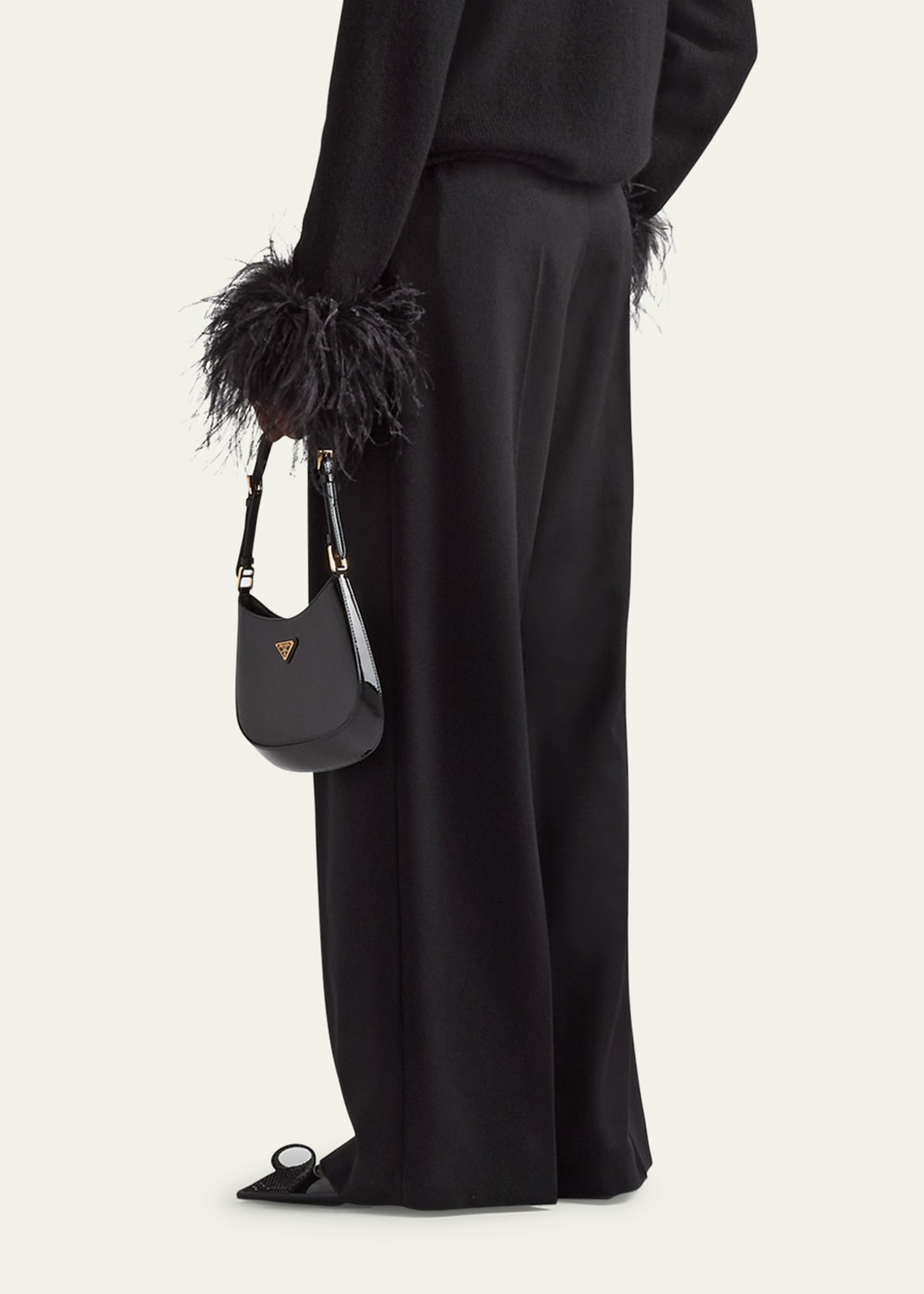 Feather-Cuff Cashmere Pants - 3