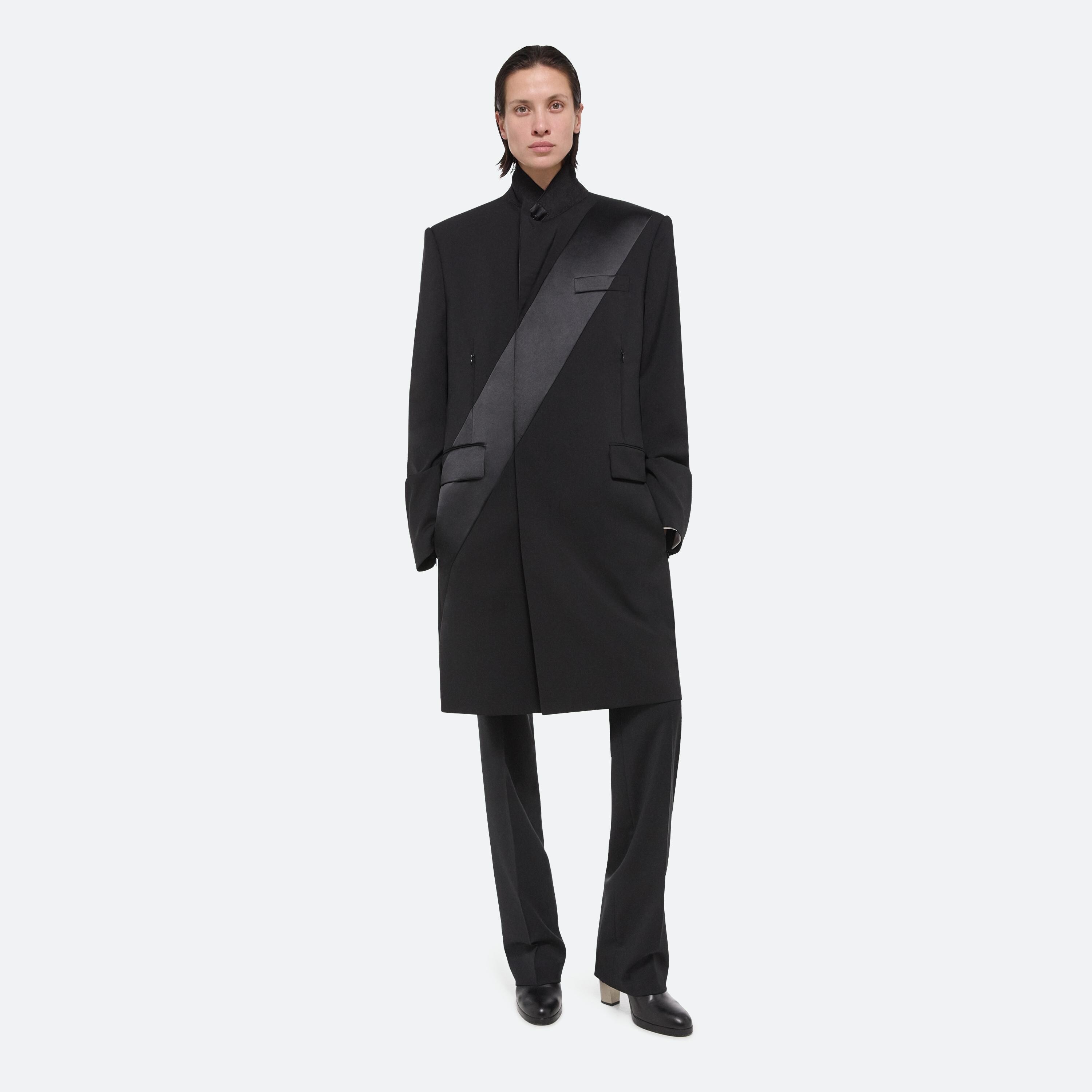 VIRGIN WOOL TUXEDO CAR COAT - 14