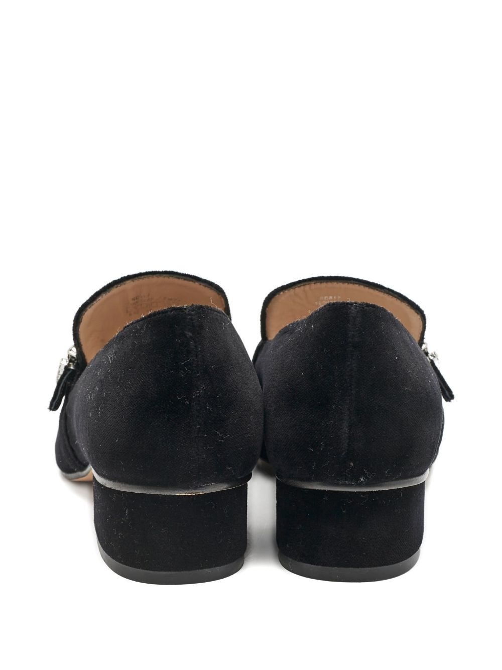 velvet crystal-buckle loafers - 3