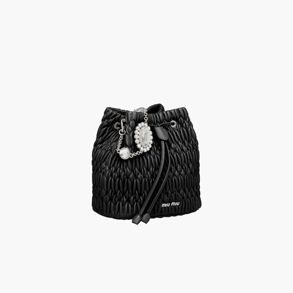 Miu Crystal Cloqué Nappa leather bucket bag - 6