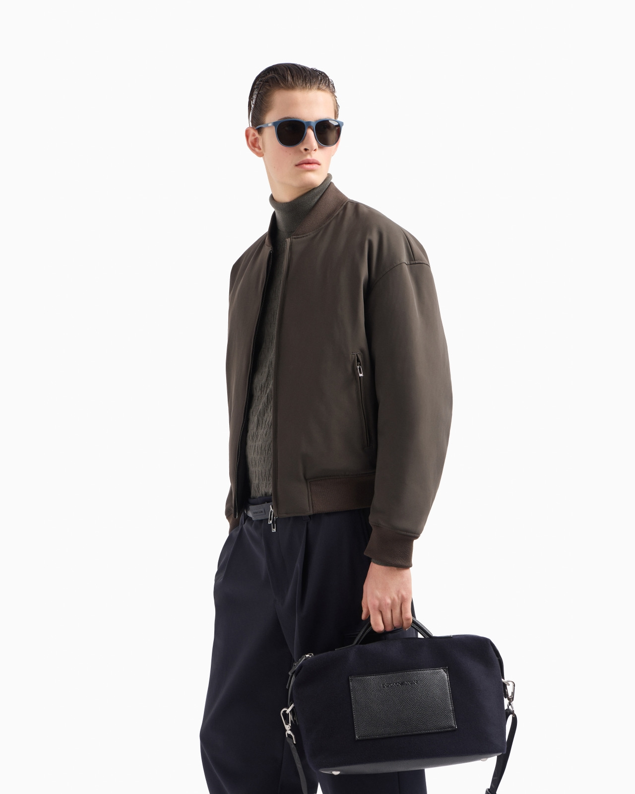 Zipped bomber jacket in technical stretch nylon - 6