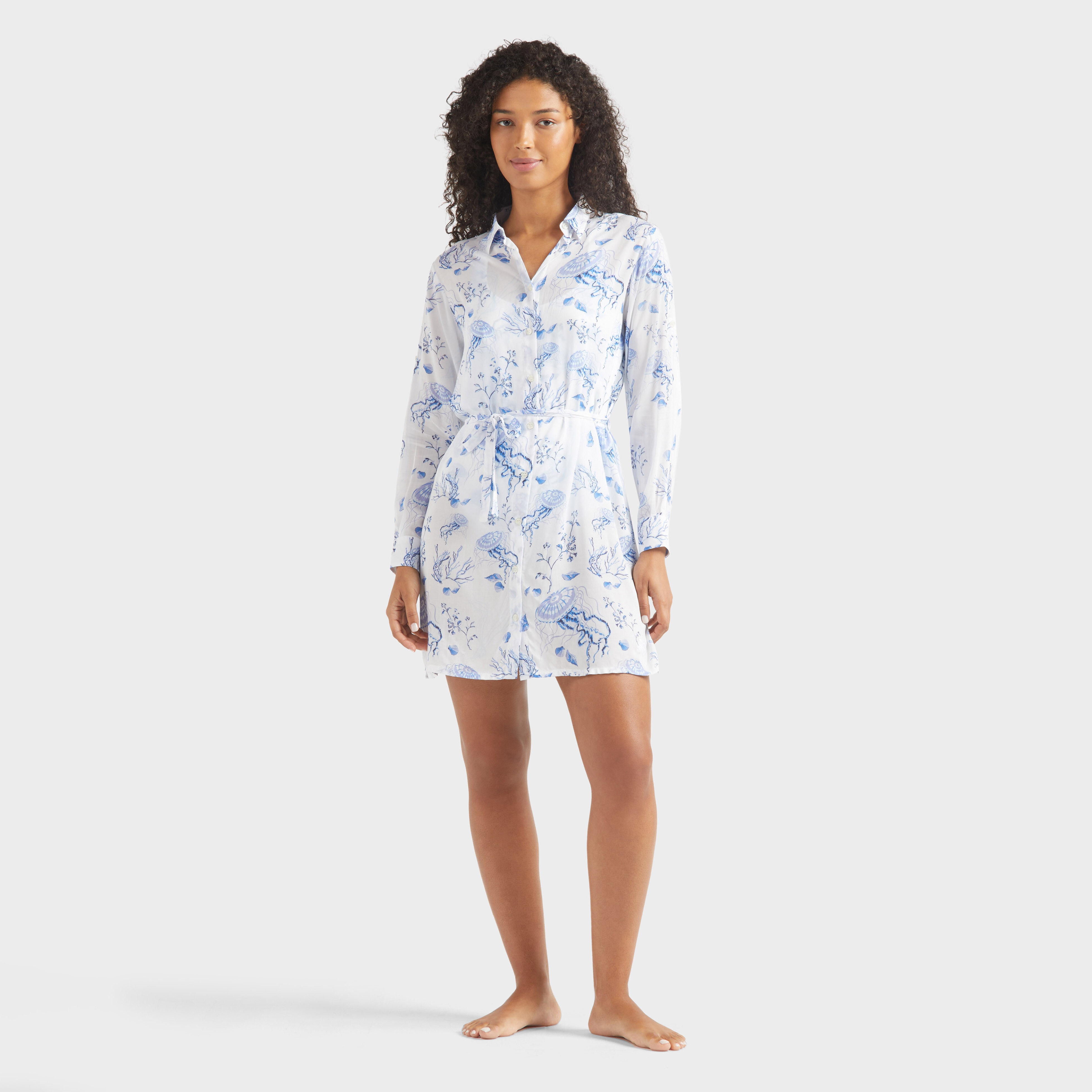 Women Viscose Shirt Dress Medusa and Shells - 3