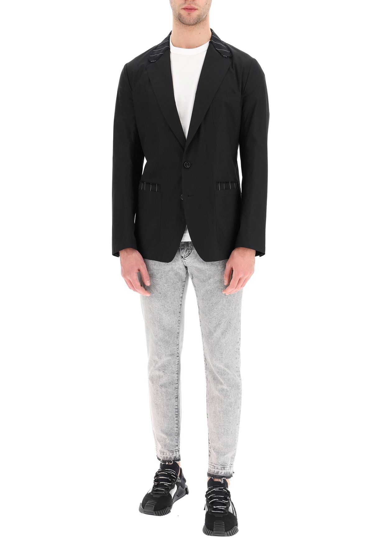 TAILORED BLAZER IN COTTON AND PINSTRIPE WOOL - 2