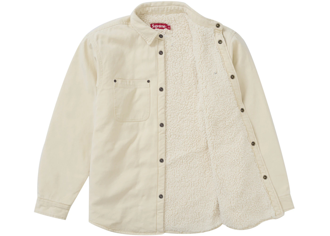 Supreme Faux Shearling Lined Work Shirt Natural - 2