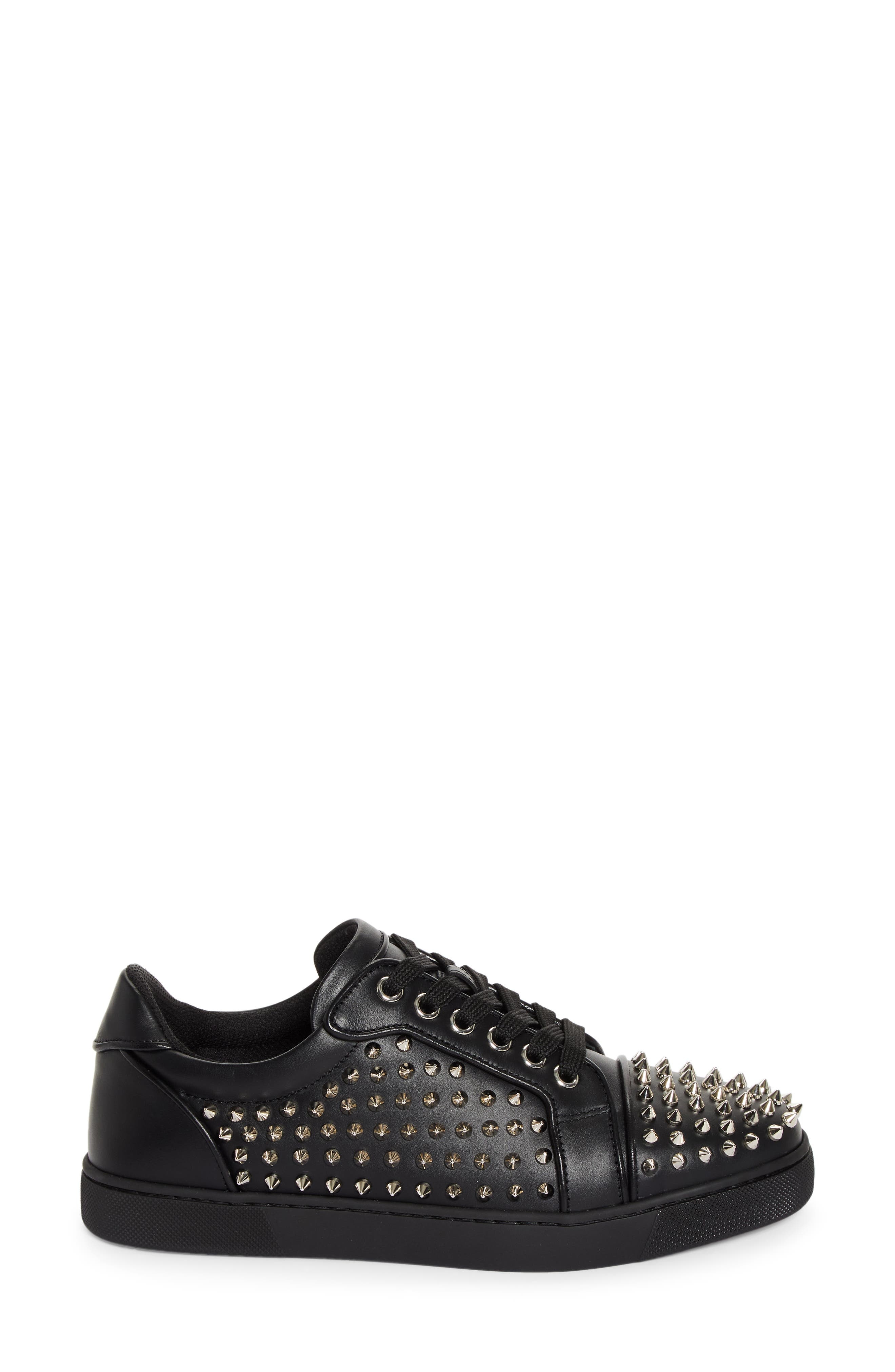 Christian Louboutin Vieira Night Spikes Low Top Sneaker in Black/Silver at Nordstrom - 3