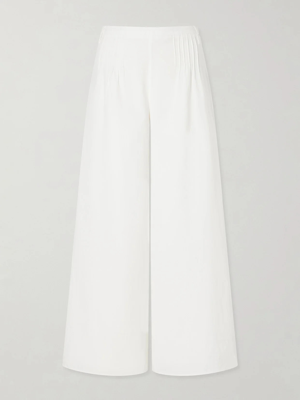 Beatrice Pintucked Cotton Wide-leg Pants - 1