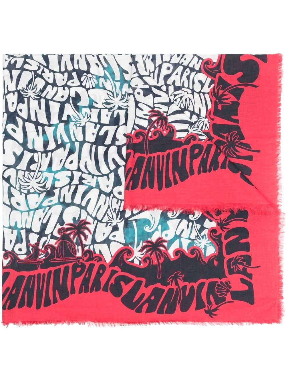 logo-print frayed scarf - 1