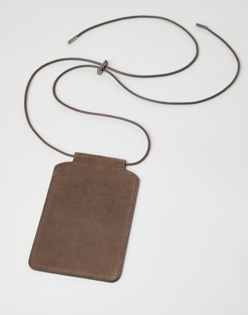 Brunello Cucinelli Suede phone bag with shiny trim outlook