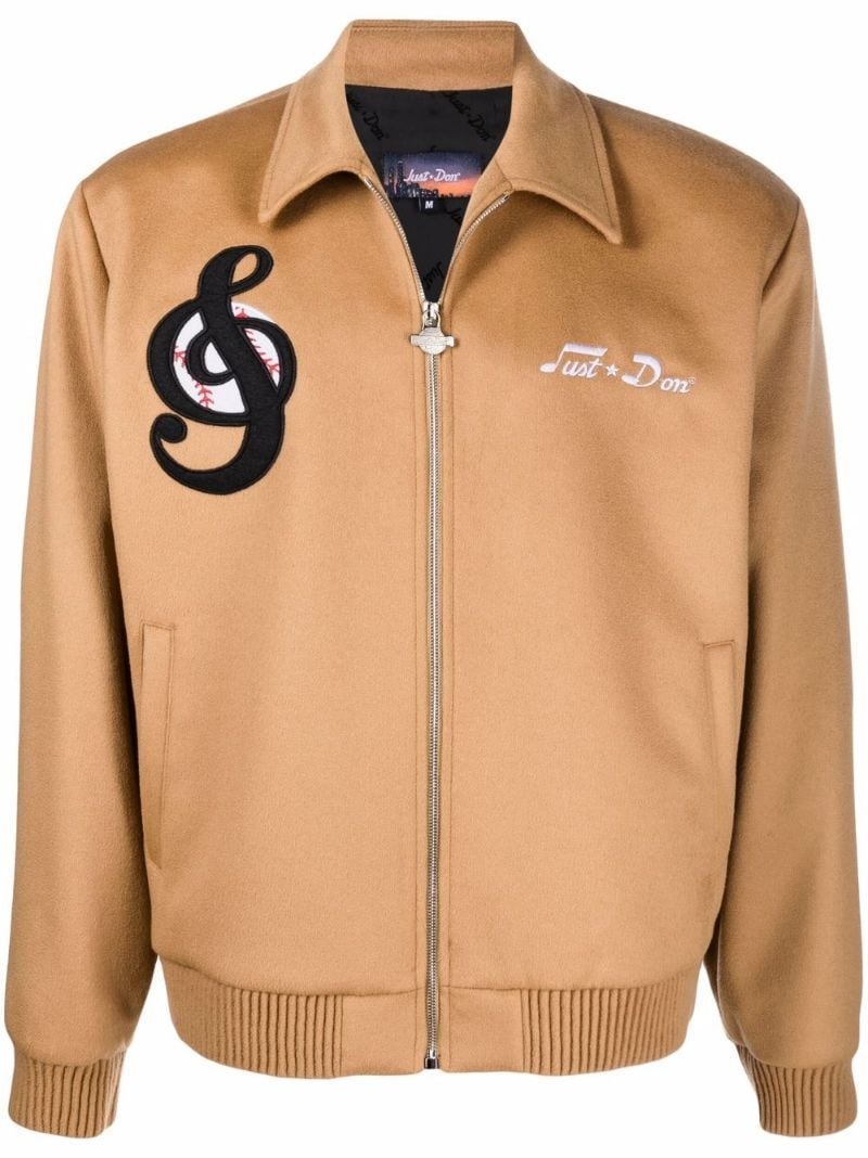 embroidered-logo zip-up jacket - 1