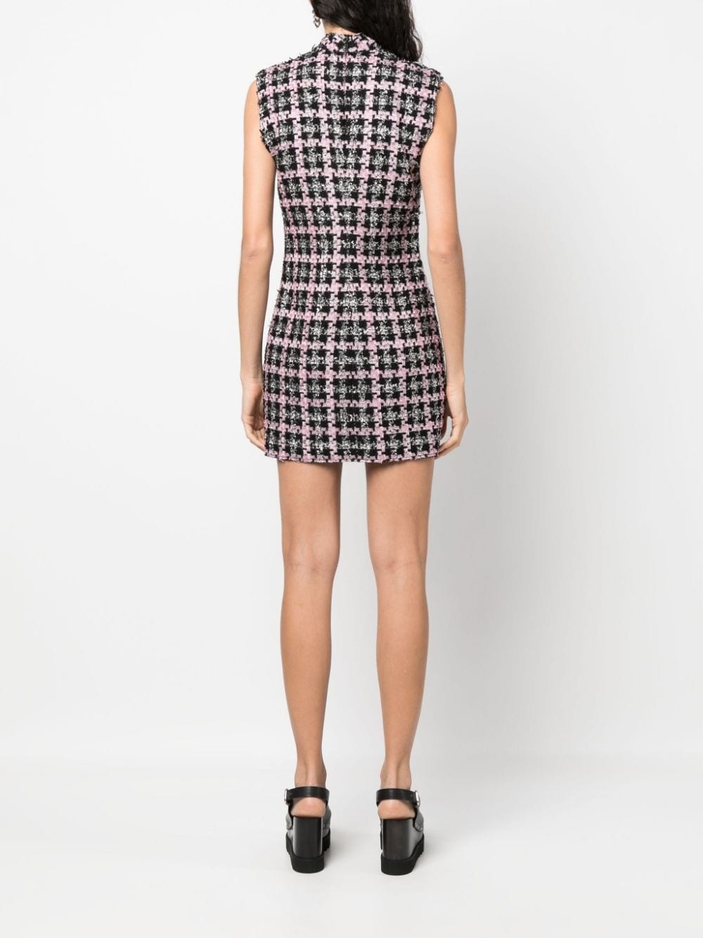 bouclé-construction sleeveless minidress - 4