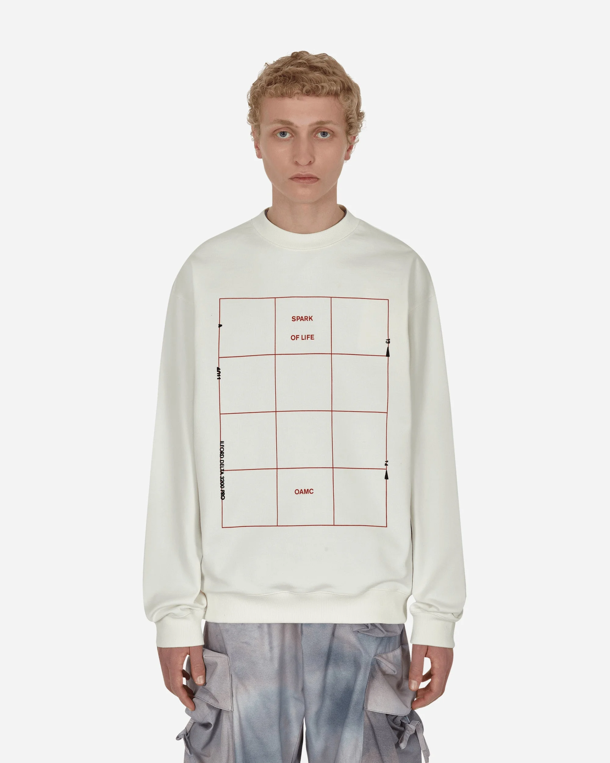 Grid Crewneck Sweatshirt White - 1