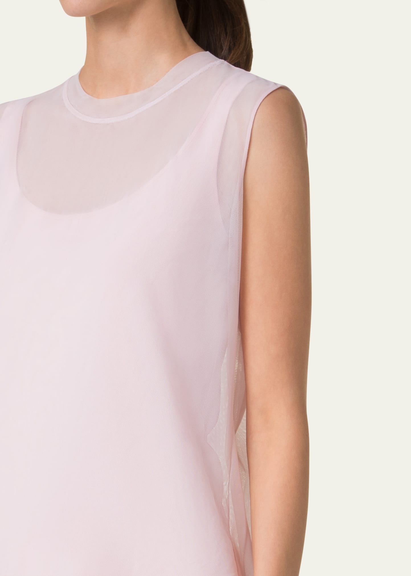 Sleeveless Double Layer Techno Tulle Top - 5
