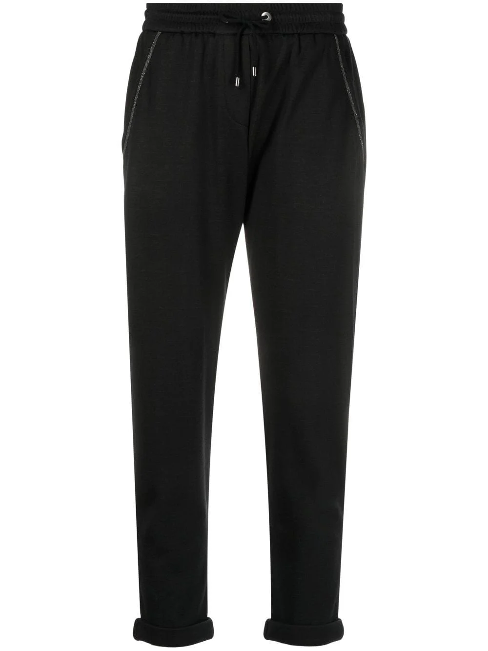 Monili-embellished cropped track pants - 1
