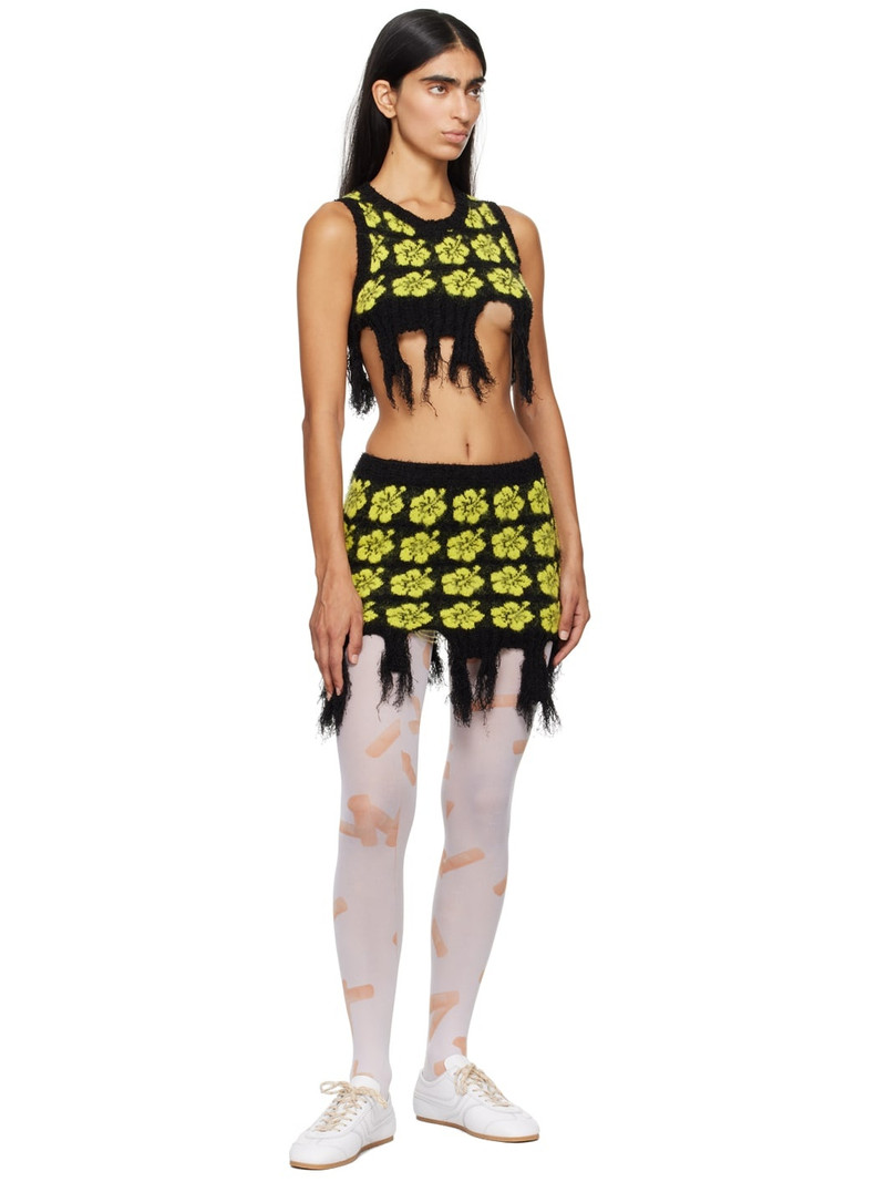 ASHLEY WILLIAMS Black & Yellow Ganguro Floral Miniskirt outlook