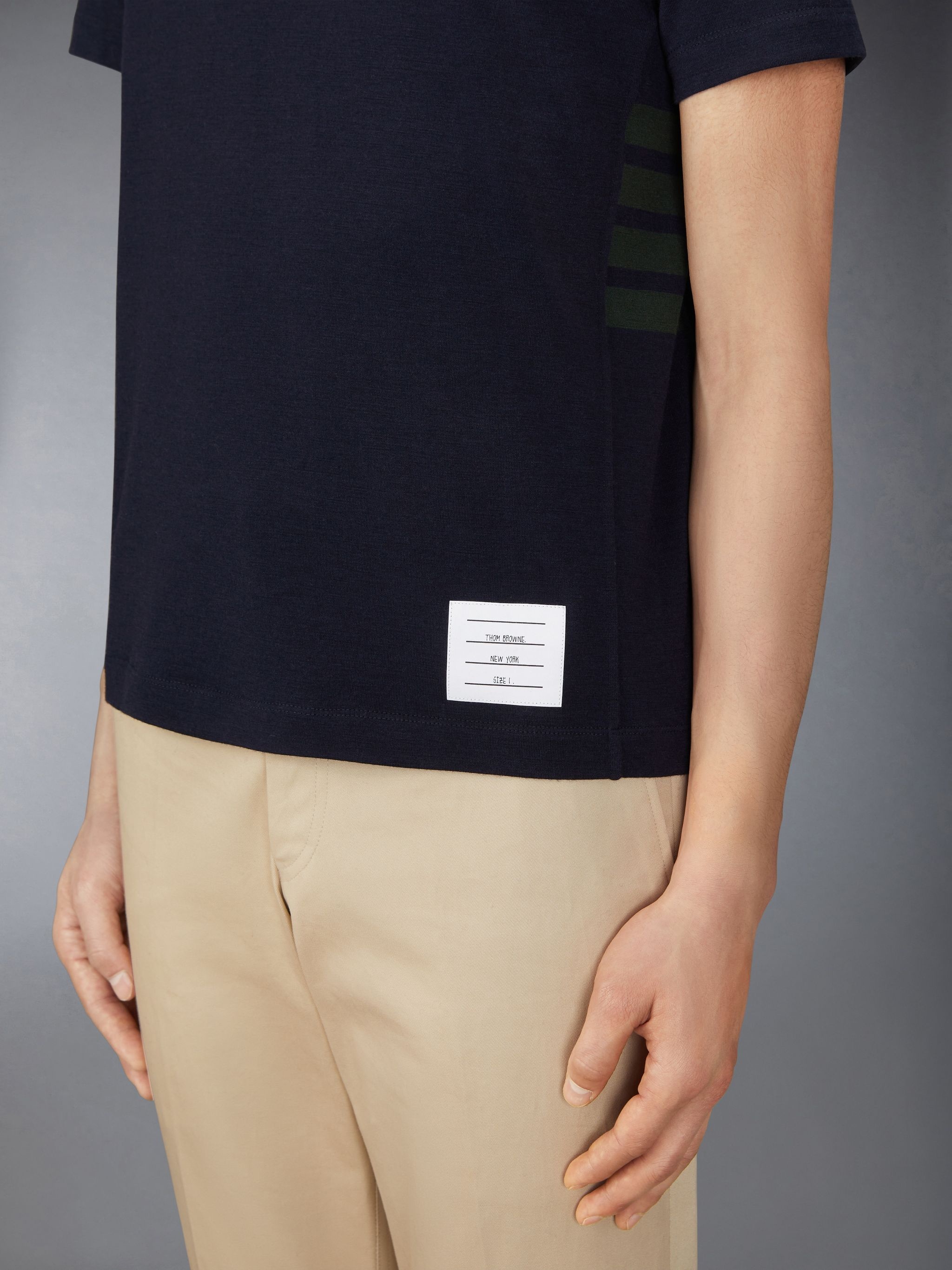 stripe-detailing wool T-shirt - 4