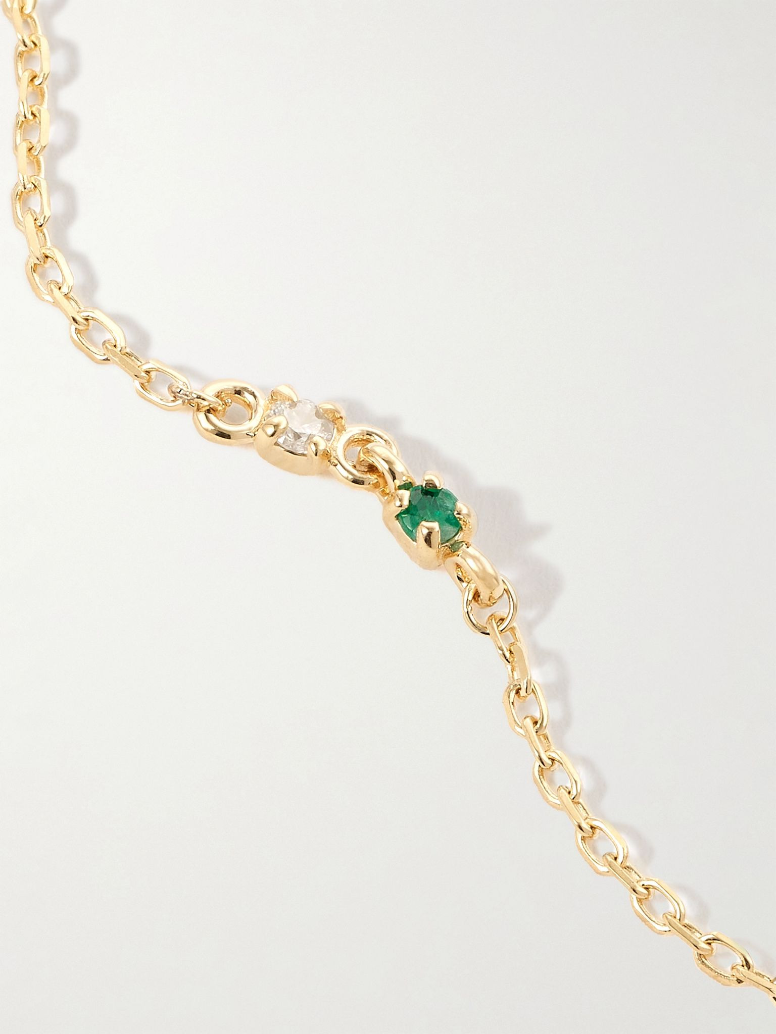 Tiny Green Goddess 14-karat gold, emerald and diamond bracelet Gold - 4