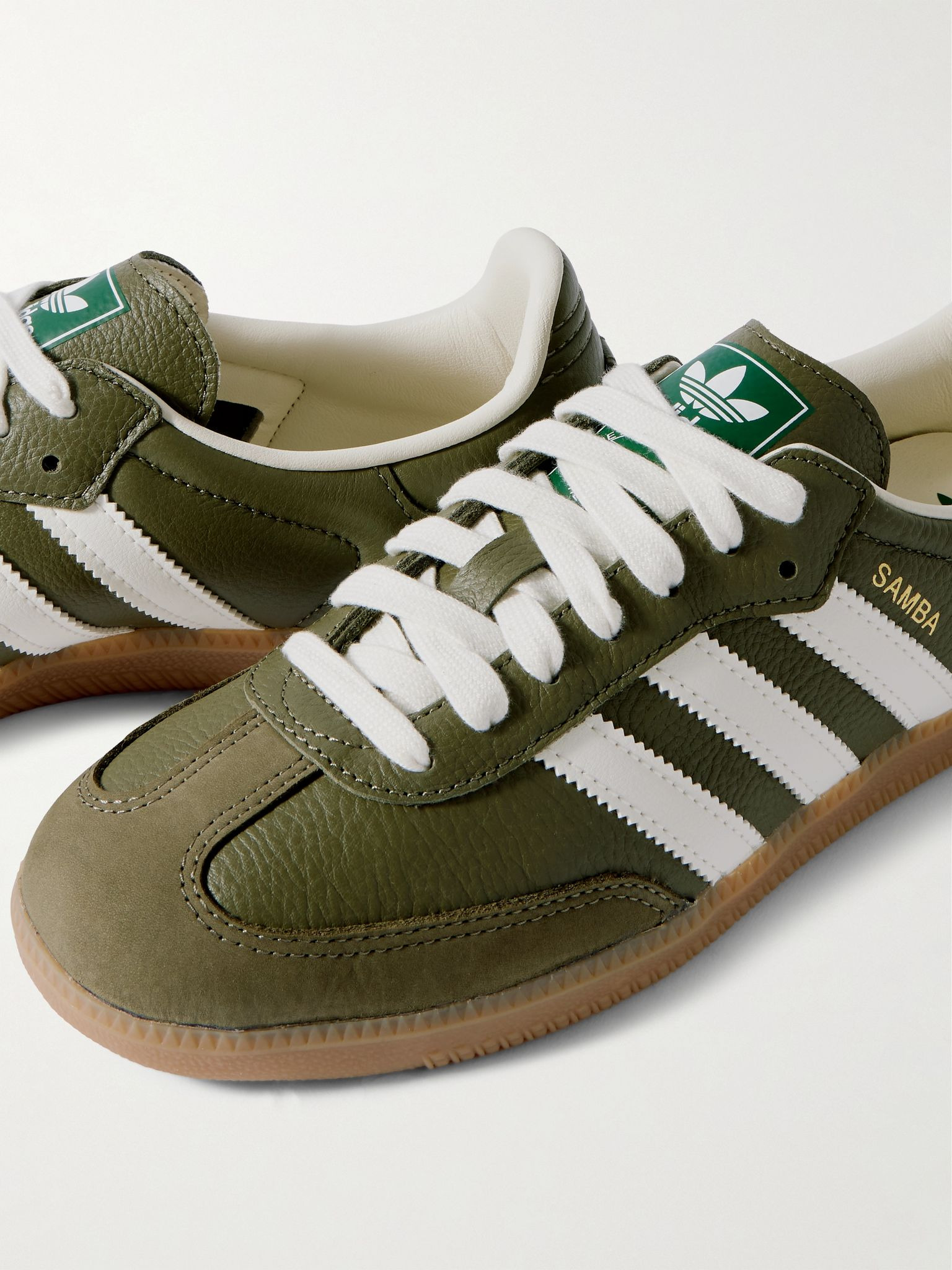 Samba OG Nubuck-Trimmed Full-Grain Leather Sneakers Green - 5