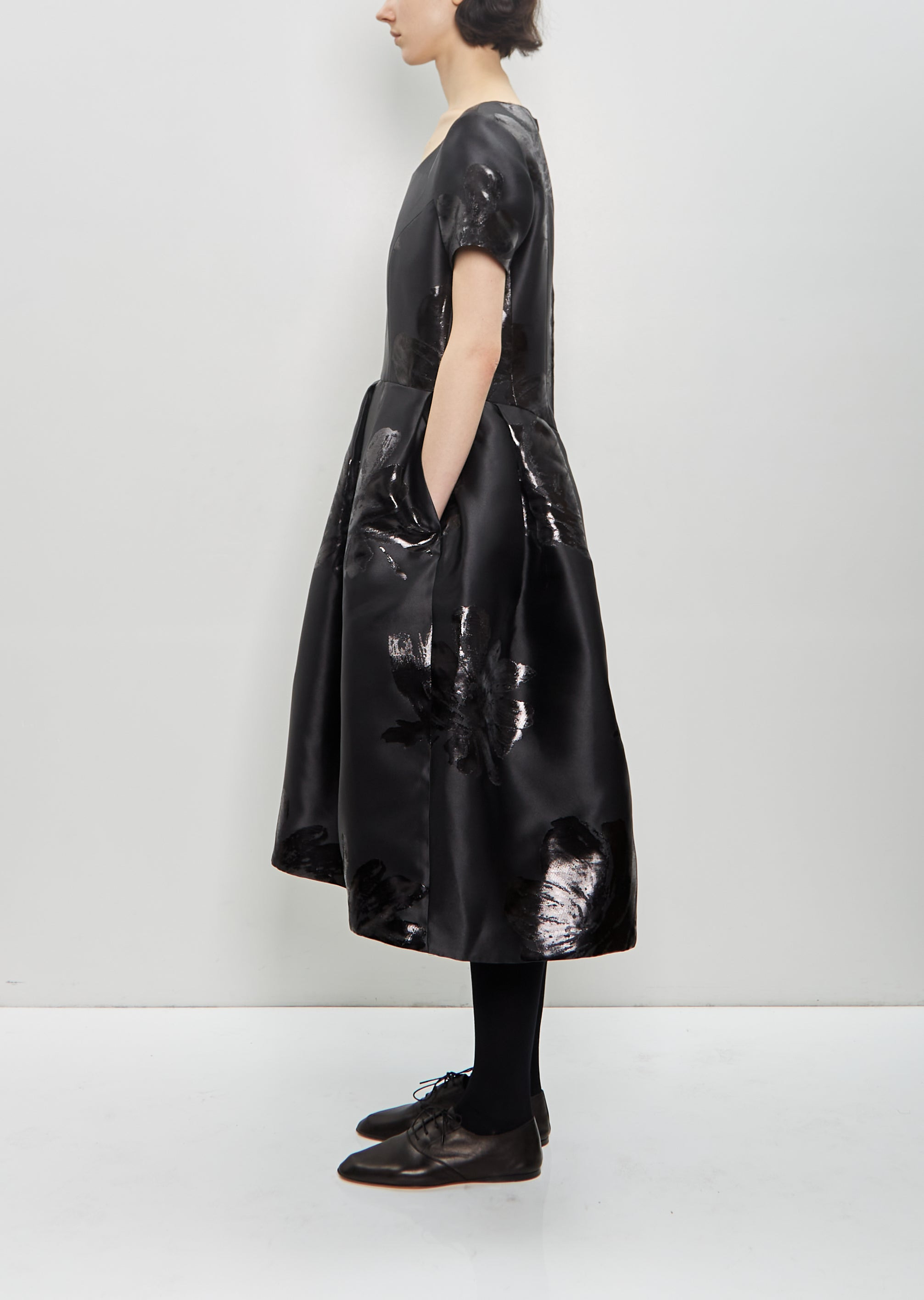 Polyester Jacquard Floral Pattern Dress - 2