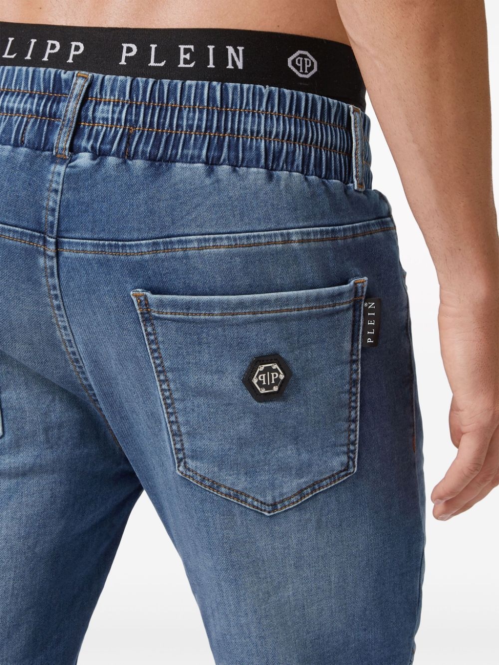 ribbed-detail slim-cut jeans - 4