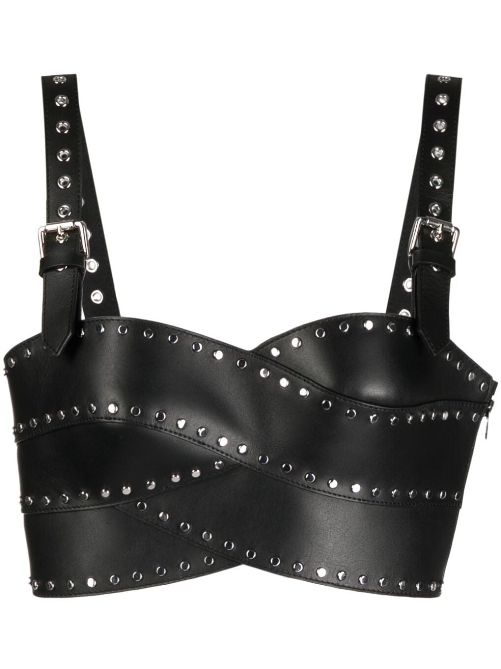 stud-detail leather bustier top - 1