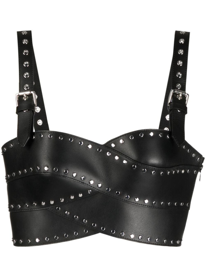 stud-detail leather bustier top 1