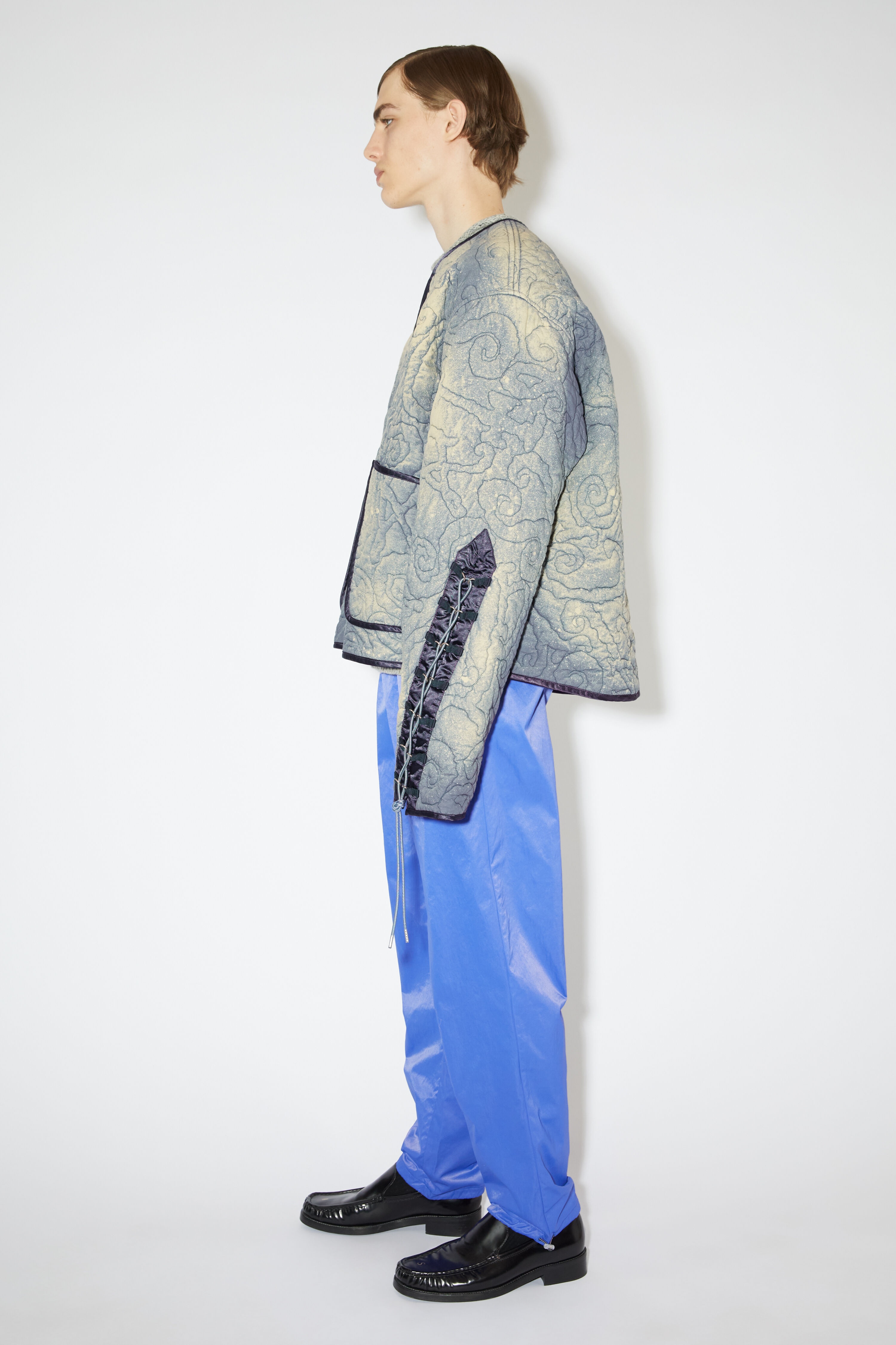 Lacing quilted jacket - Mid Blue - 4