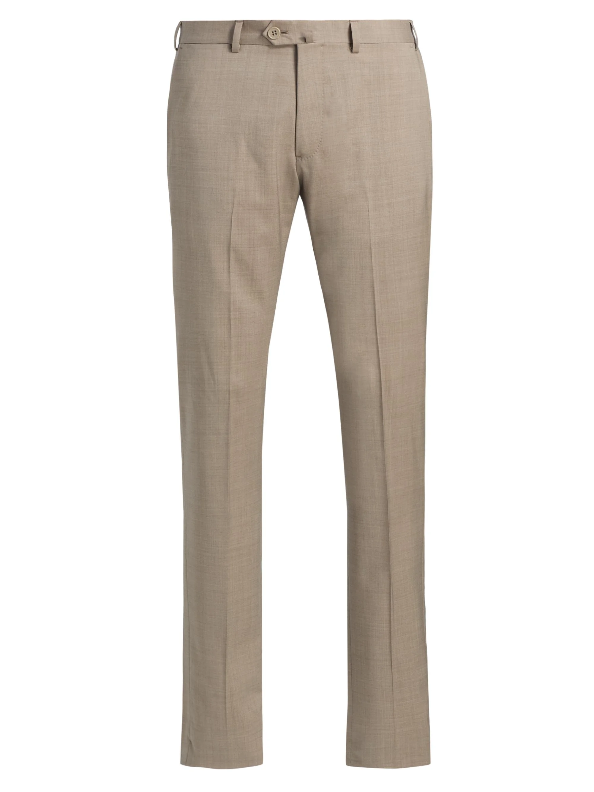 Men's Tropical Virgin Wool Flat-Front Trousers - Roasted Cashew - 1