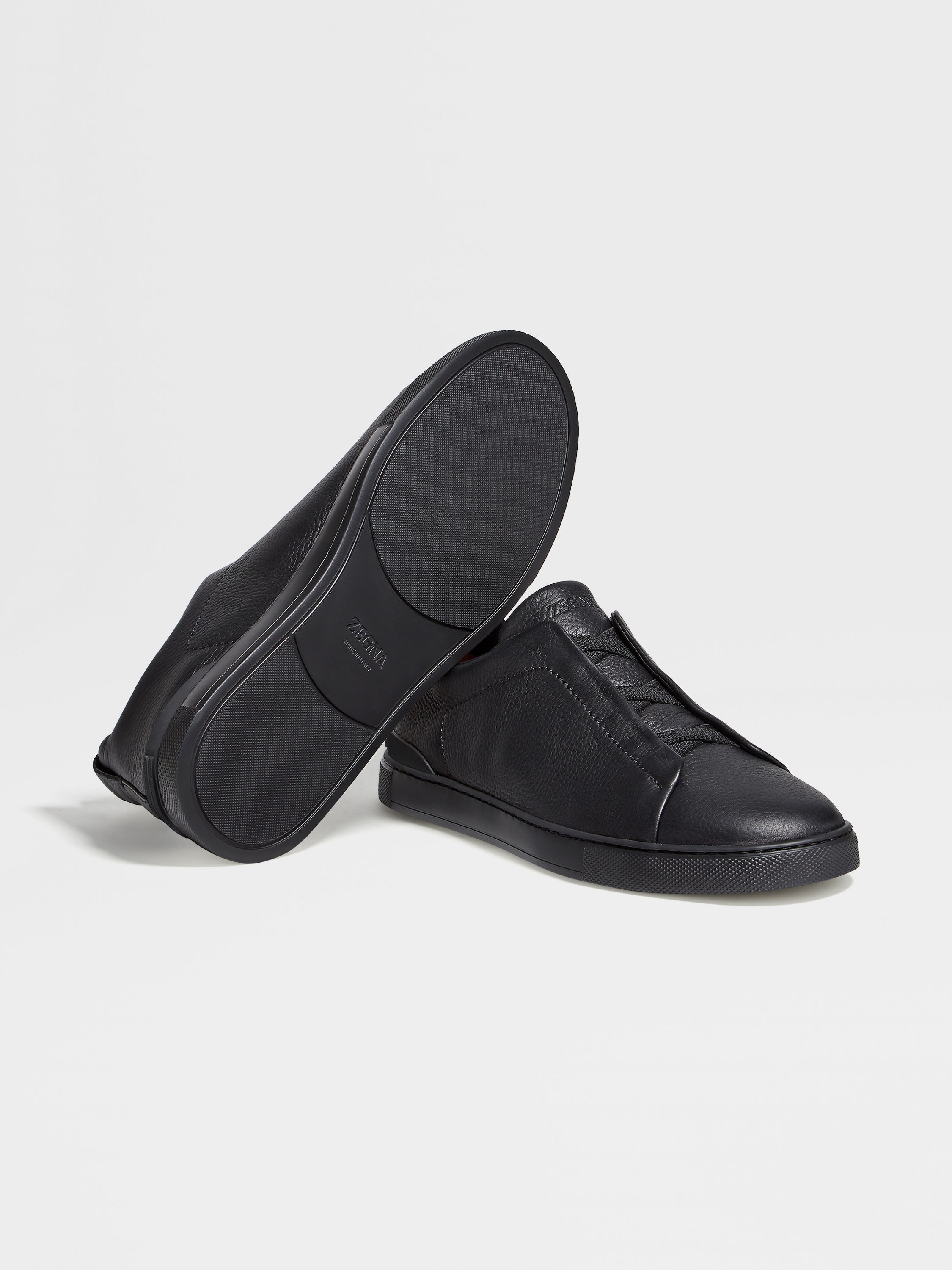 BLACK DEERSKIN TRIPLE STITCH™ SNEAKERS - 6