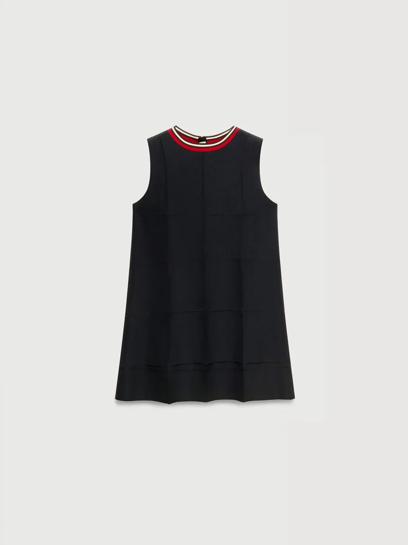 BLACK TECHNO WOOL DRESS WITH MOCK NECK - 1