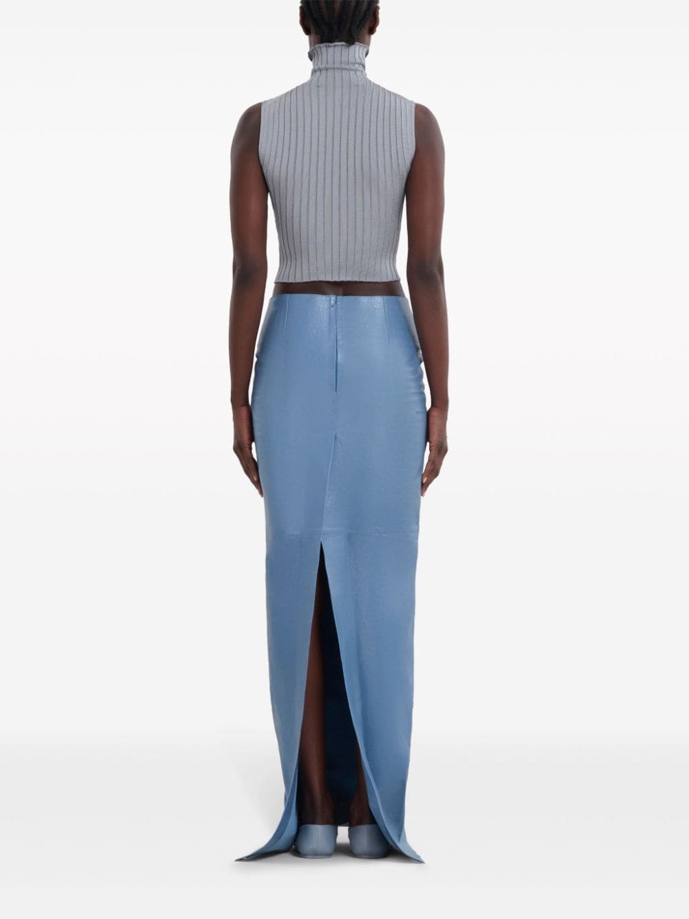 rear-slit leather maxi skirt - 3