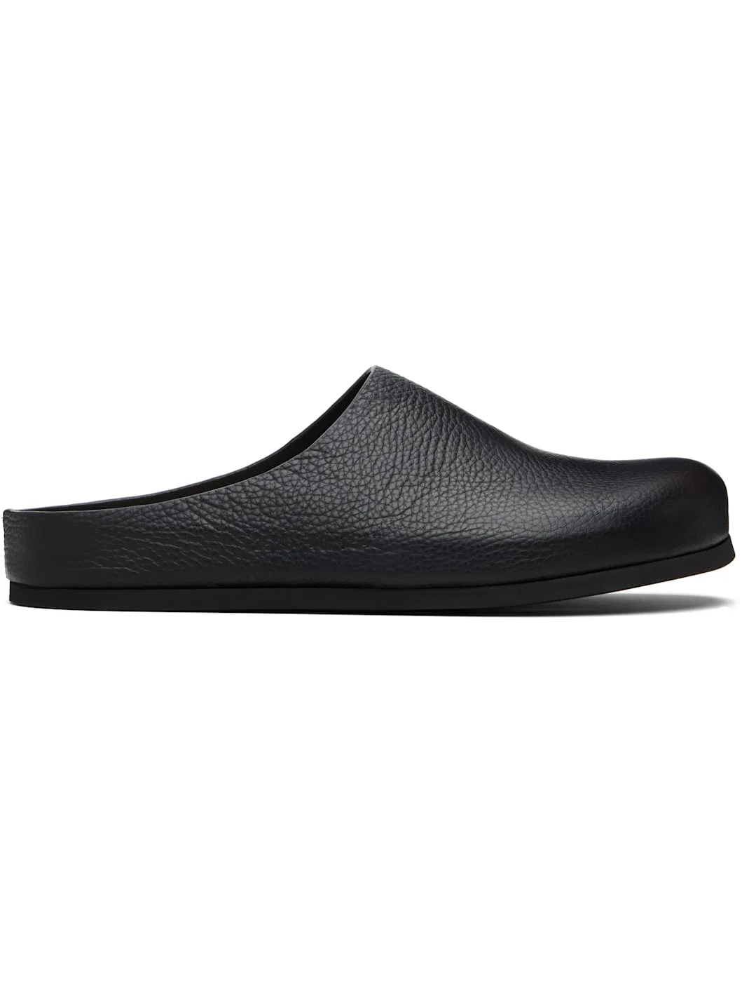 Black Leather Clog Loafers - 1