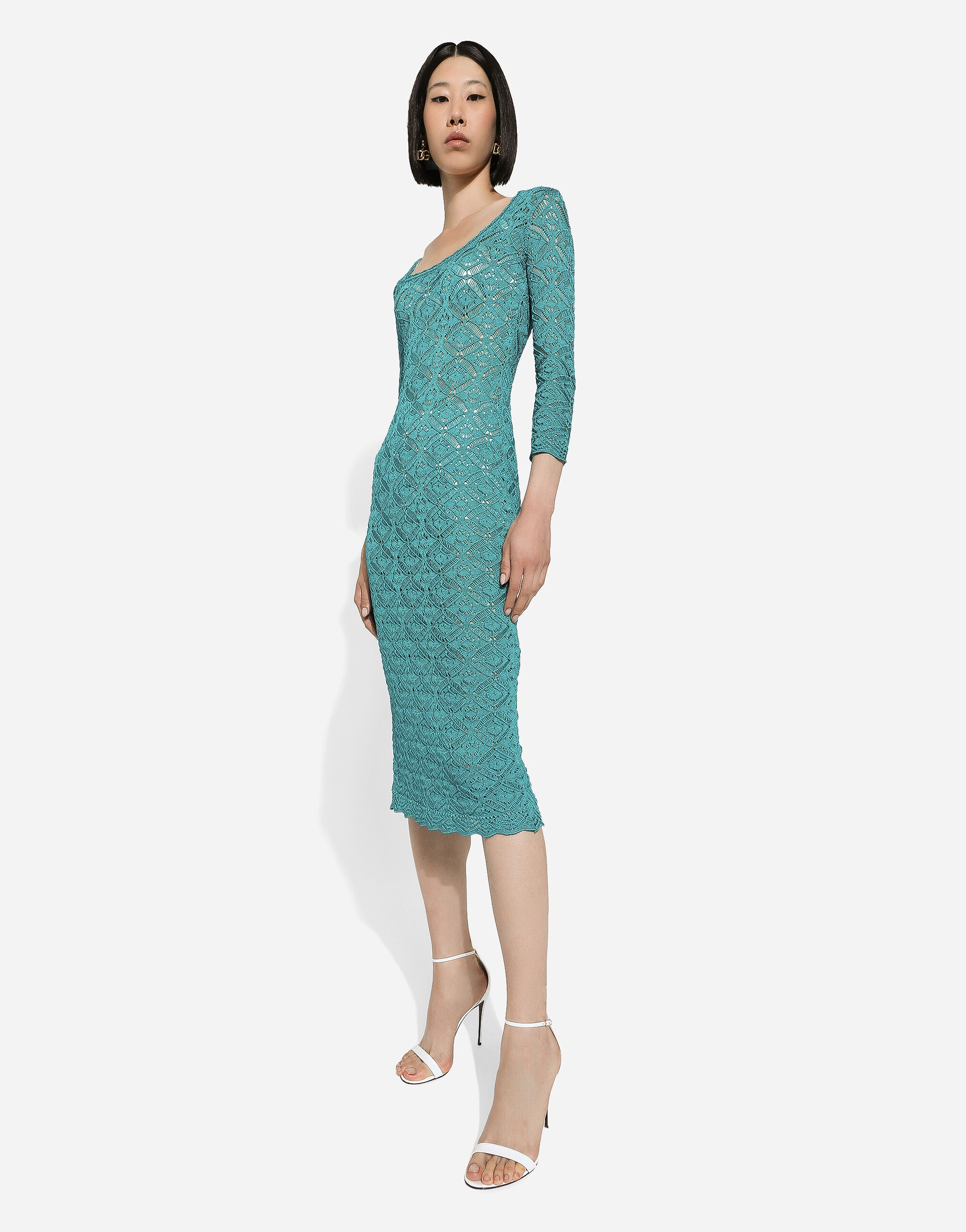 Crochet calf-length dress - 5