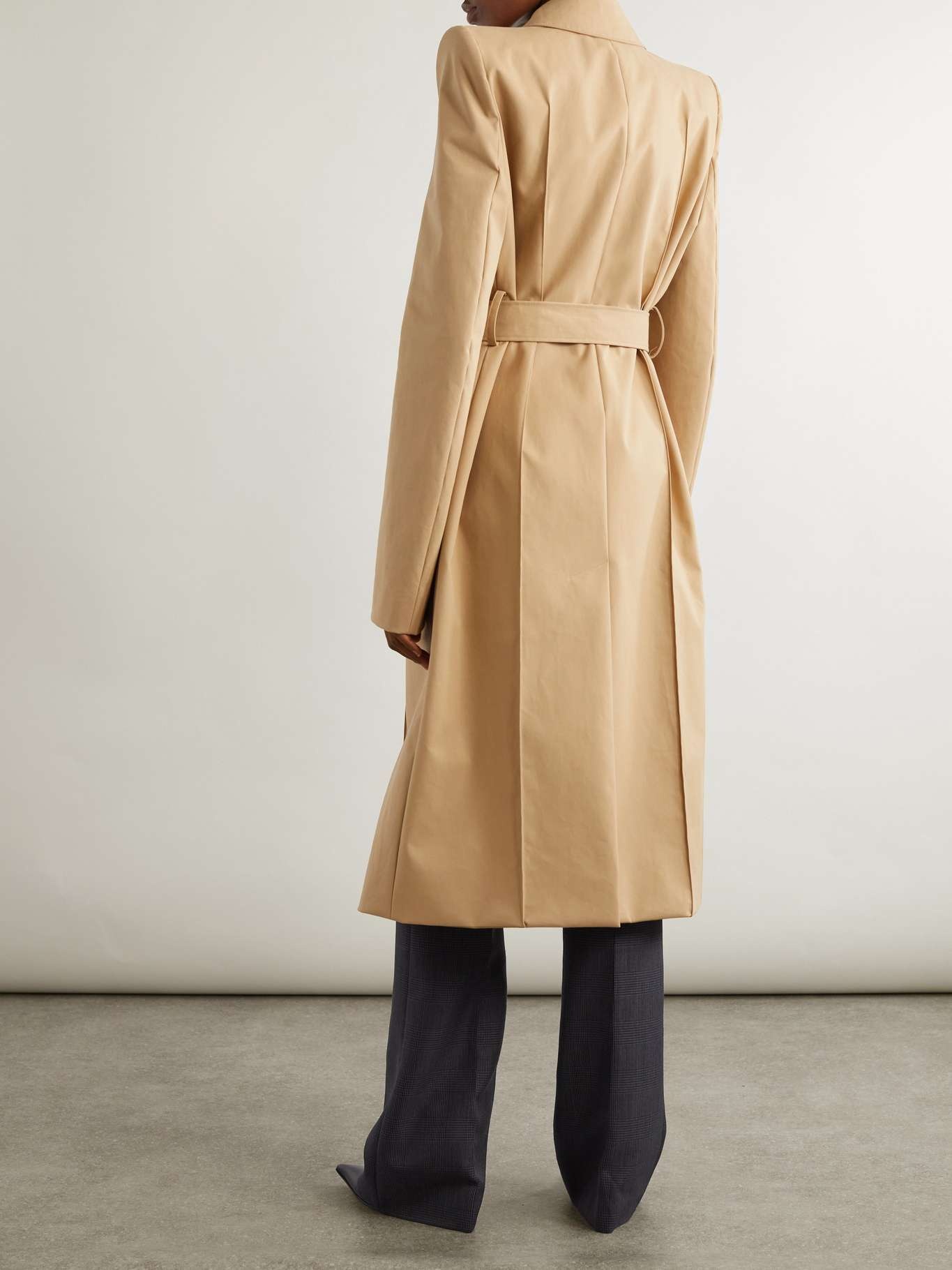Belted Cotton-Gabardine Trench Coat Beige - 3