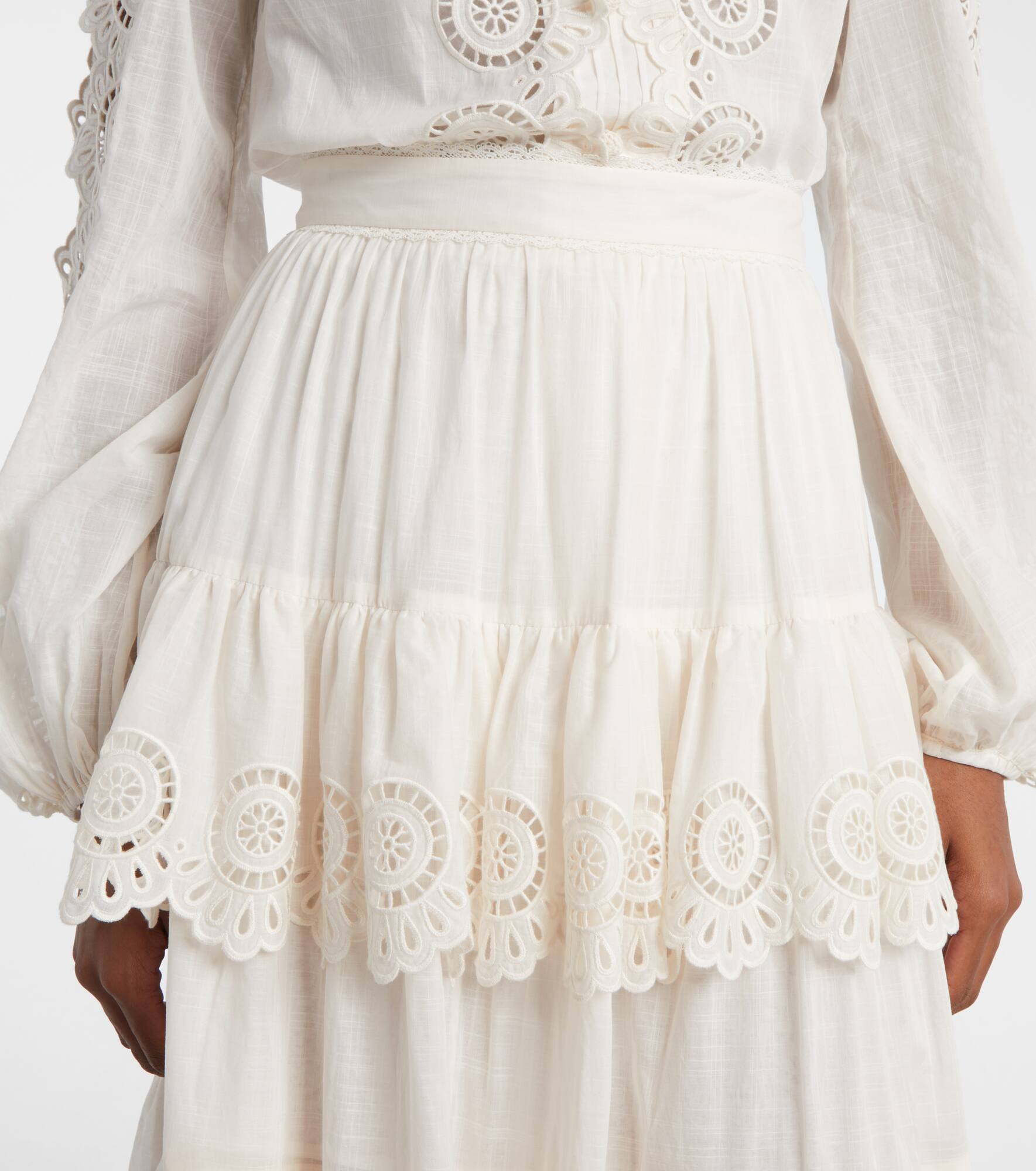 Lucky embroidered cotton midi skirt - 4