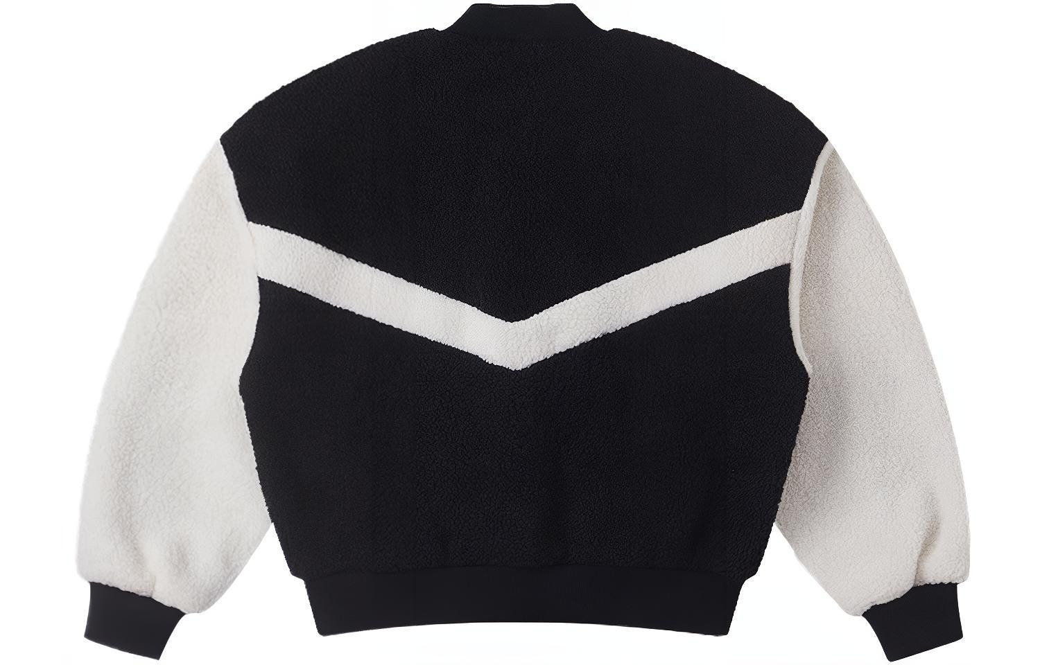 (WMNS) Converse Sherpa Varsity Jacket 'Black White' 10025206-A01 - 2