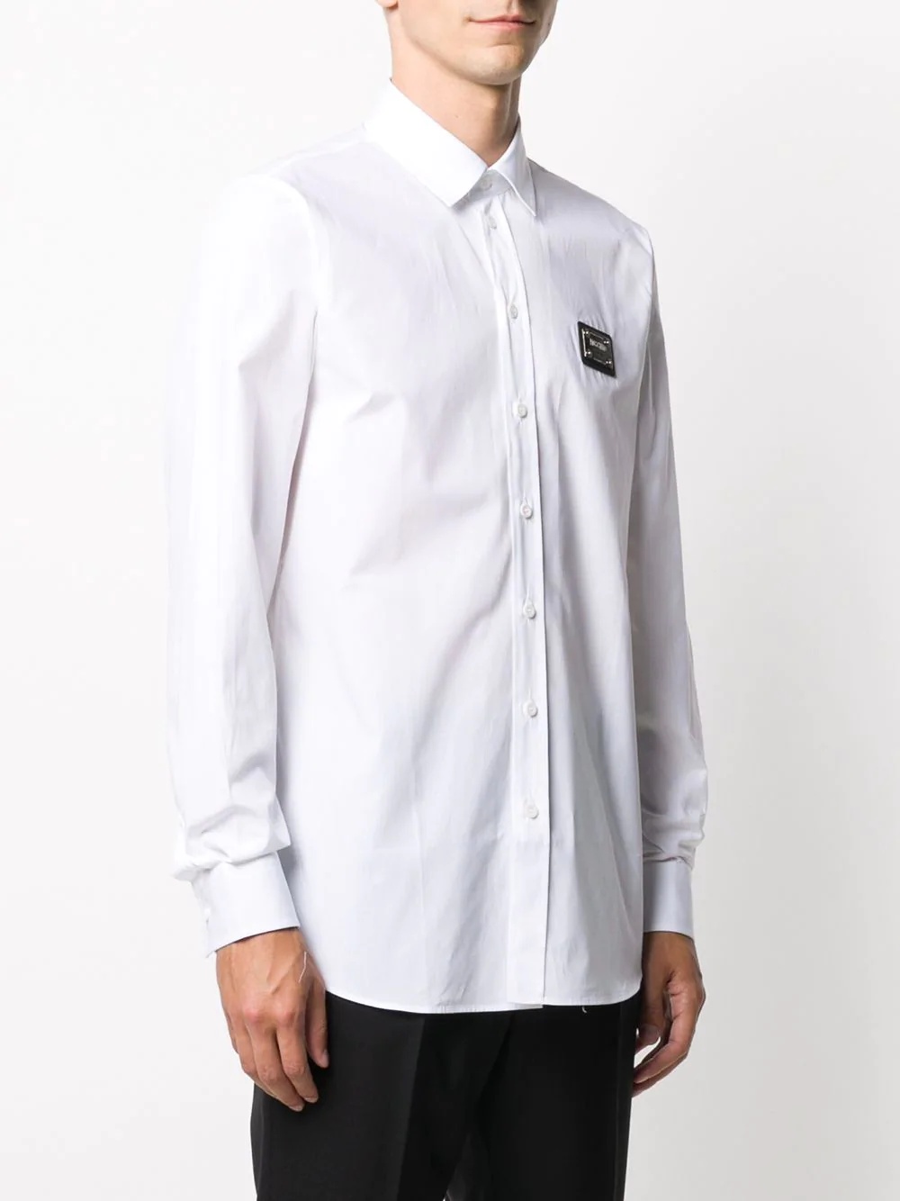 cotton shirt with silver logo plaque - 3