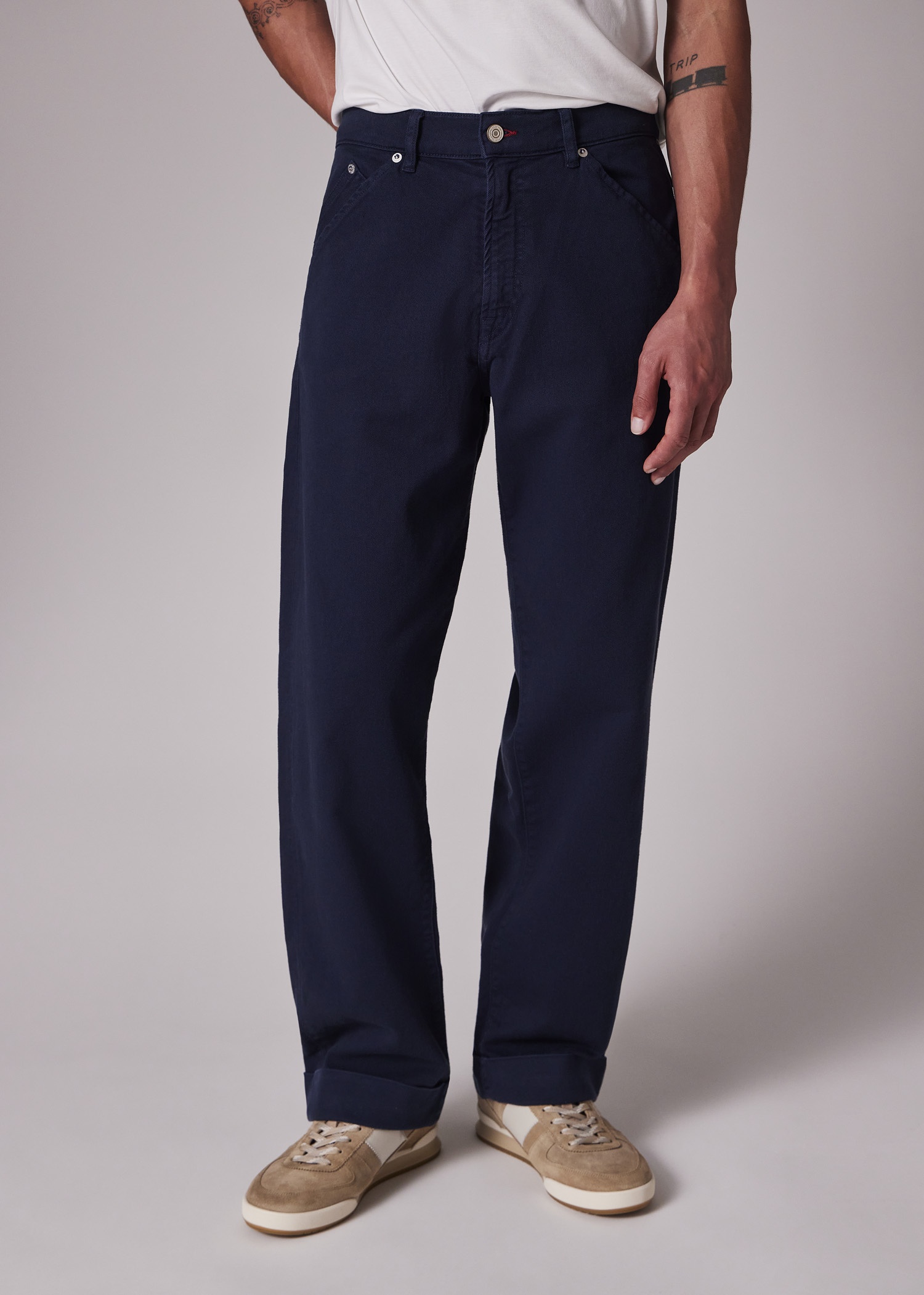 Relaxed-Fit Navy Garment-Dyed Jeans - 4