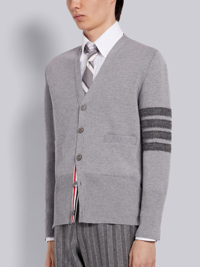 Thom Browne Medium Grey Fine Merino Wool Milano Stitch Shetland 4-Bar V-Neck Cardigan outlook