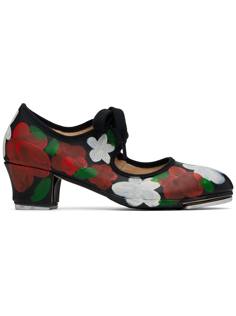 Black Flowers Tap Dance Shoes 1
