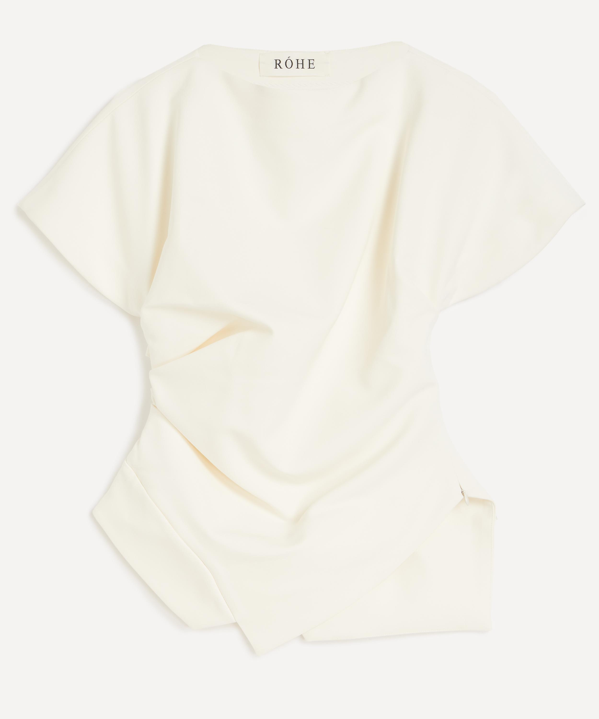 Off-White Draped Lapel Top - 1